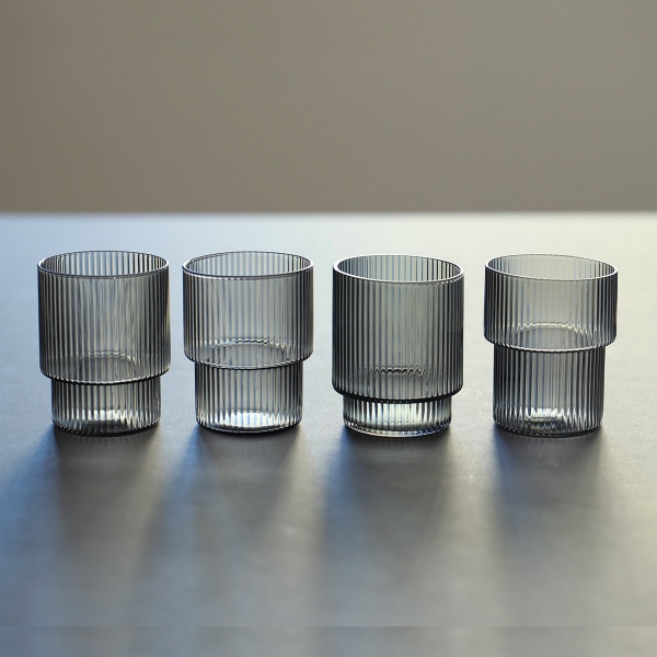 【受注発注】ferm LIVING (ファームリビング) Ripple Glasses (リップル グラス) 4個セット クリア/スモークグレー/フロスト 北欧/インテリア/日本正規代理店品
