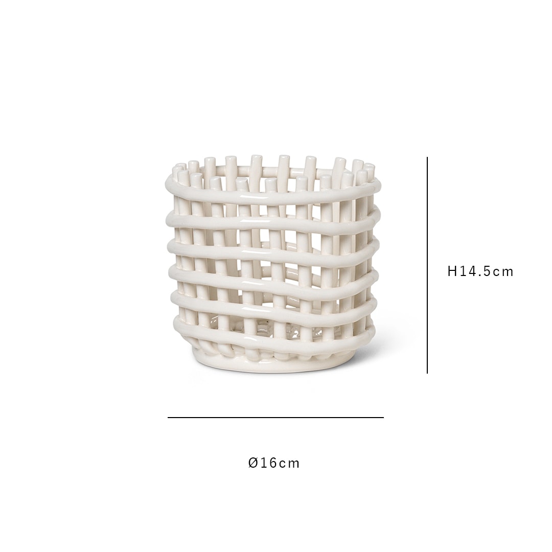 【国内在庫あり】ferm LIVING (ファームリビング) Ceramic Basket (セラミックバスケット) Small オフホワイト/カシミア/エメラルドグリーン 北欧/ポット/鉢カバー/かご/小物収納/インテリア/日本正規代理店品